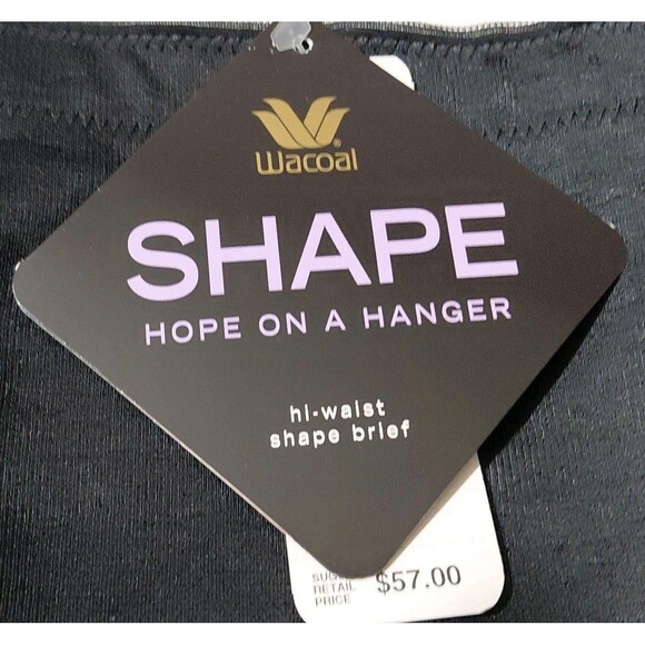 Wacoal Size LG SHAPE Hope On A Hanger Hi-Waist Shape Brief Black - Picture 3 of 11